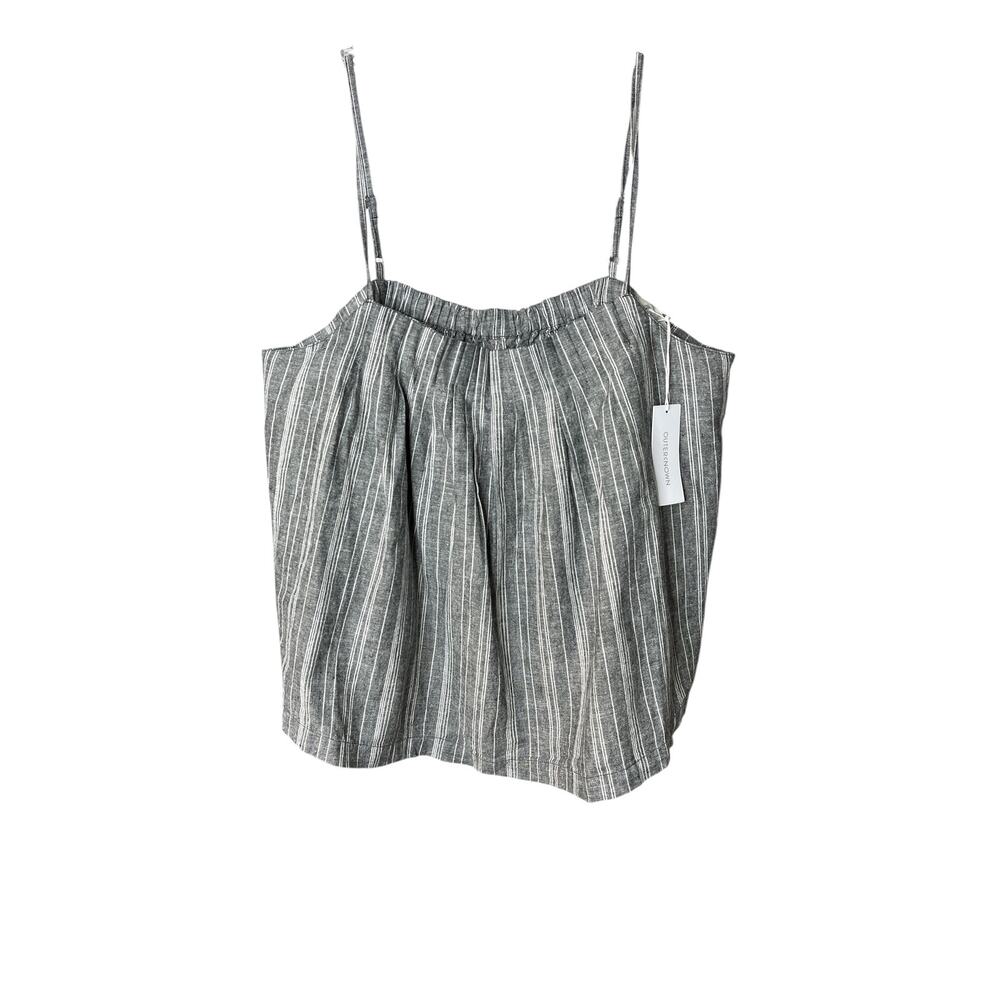 Outerknown Eclipse Gray Striped linen Cami Tank Top Large